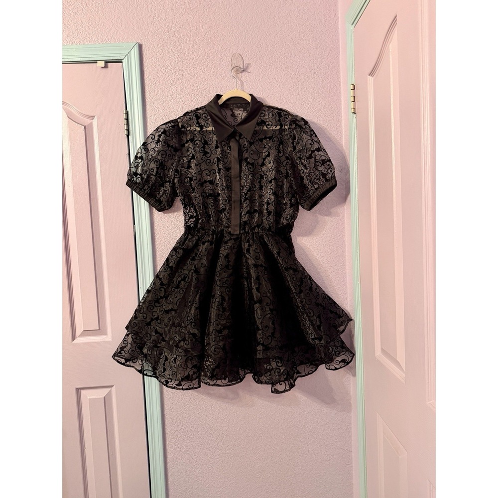 BlackMilk Witching Hour Dress Size 20 Velvet Bats Sheer Organza Tulle Whimsigoth